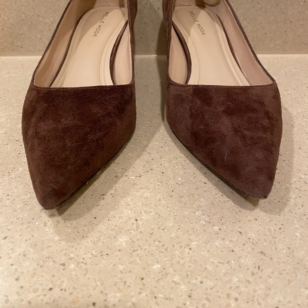 Pelle Moda Aeri Espresso Suede Kitten Heels - Picture 2 of 5